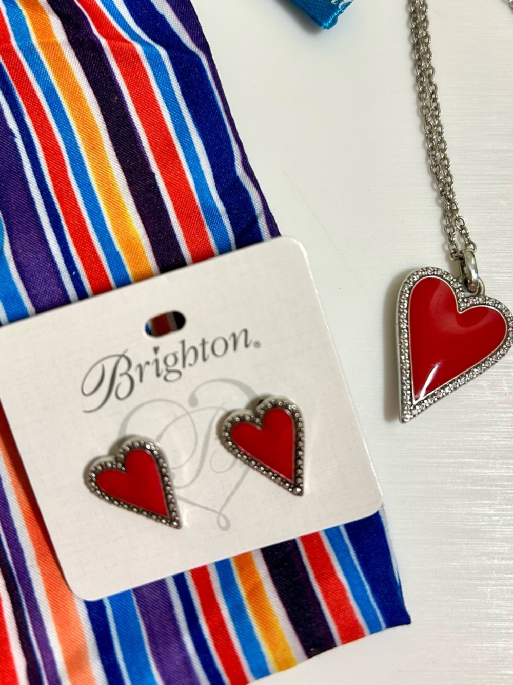 Brighton Dazzling Love Necklace & Earring Set NWT + Pouch Giftable